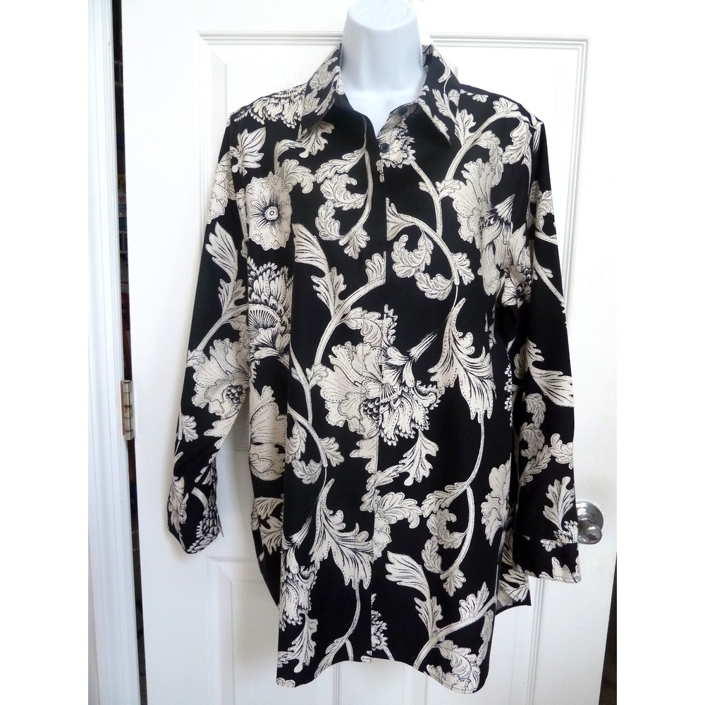 NWOT CHICO'S Sz 2.5=14 XL Tunic Blouse Floral Classic Office Business Career